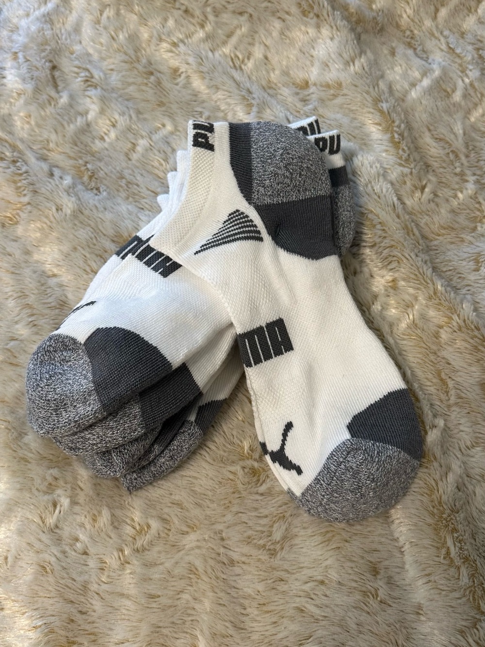 Puma White & Gray Low-Cut Athletic Socks - 5 pair pack